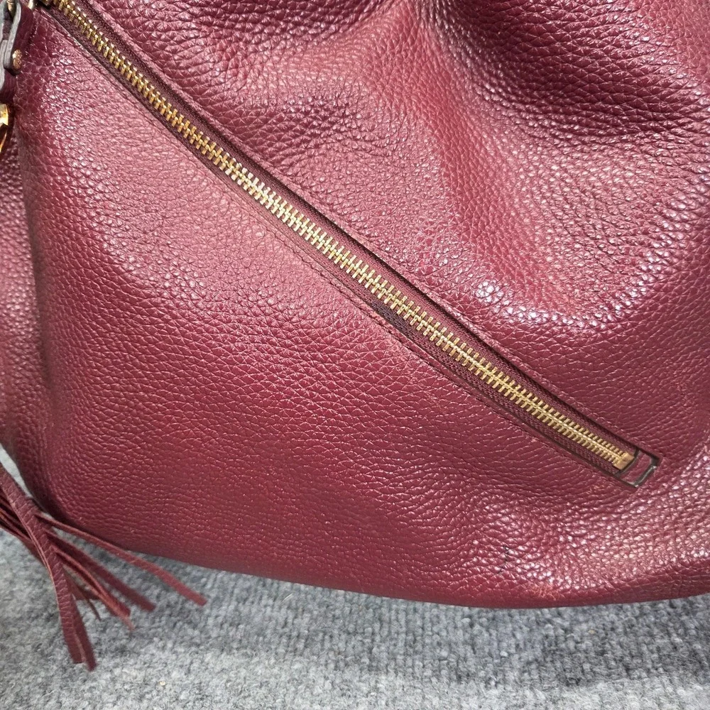 MICHAEL KORS Leather Maroon Charm Tassel‎ Large Hobo Sac Purse Bag